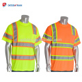 Best Selling Hi-Vis Yellow Work T-shirts 100% Polyester Birdseye Mesh Round Collar Safety Tees With 2-Tone Reflective Strips